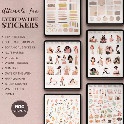 Ultimate Me Undated Digital Planner + Planner Sticker Bundle