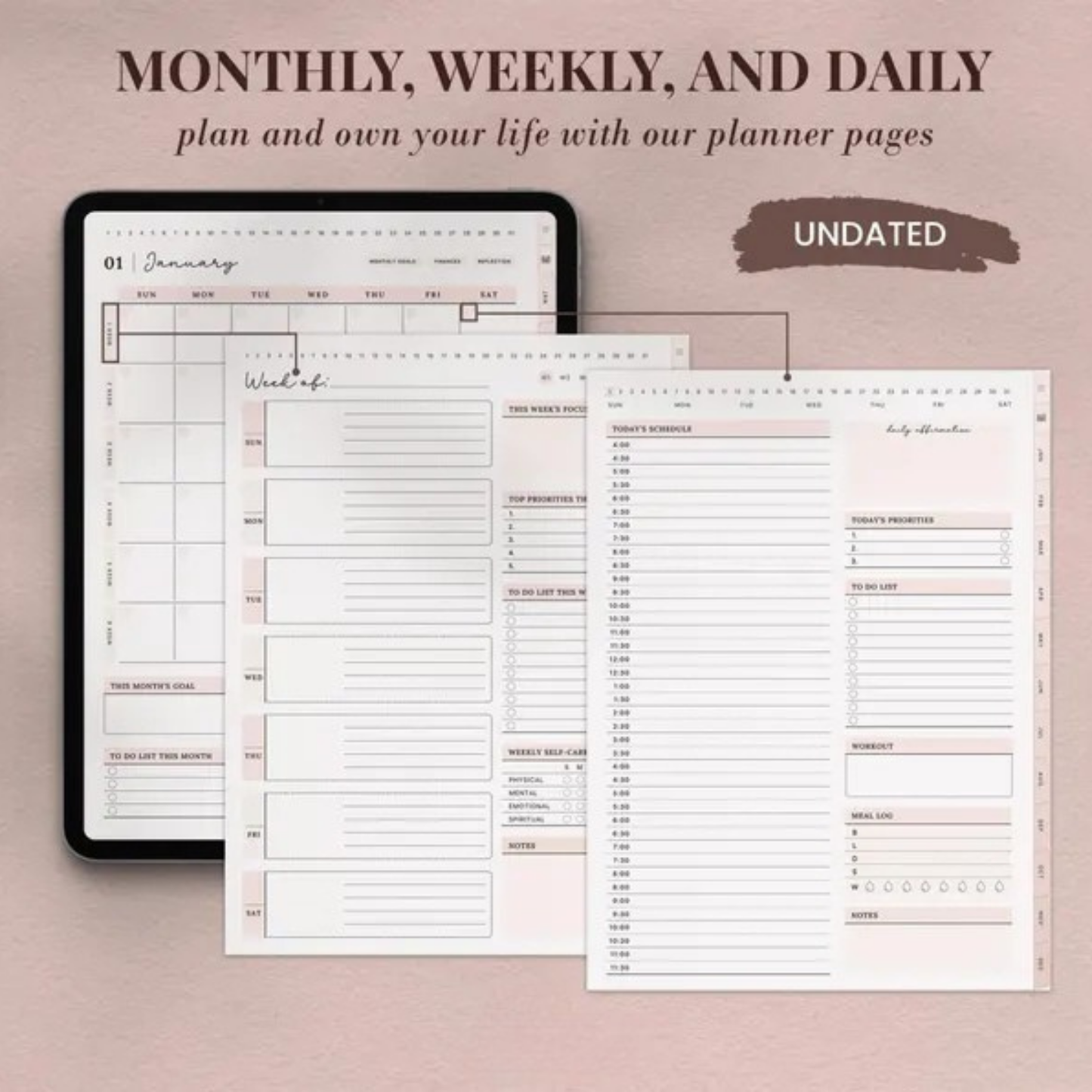 Ultimate Me Undated Digital Planner + Planner Sticker Bundle