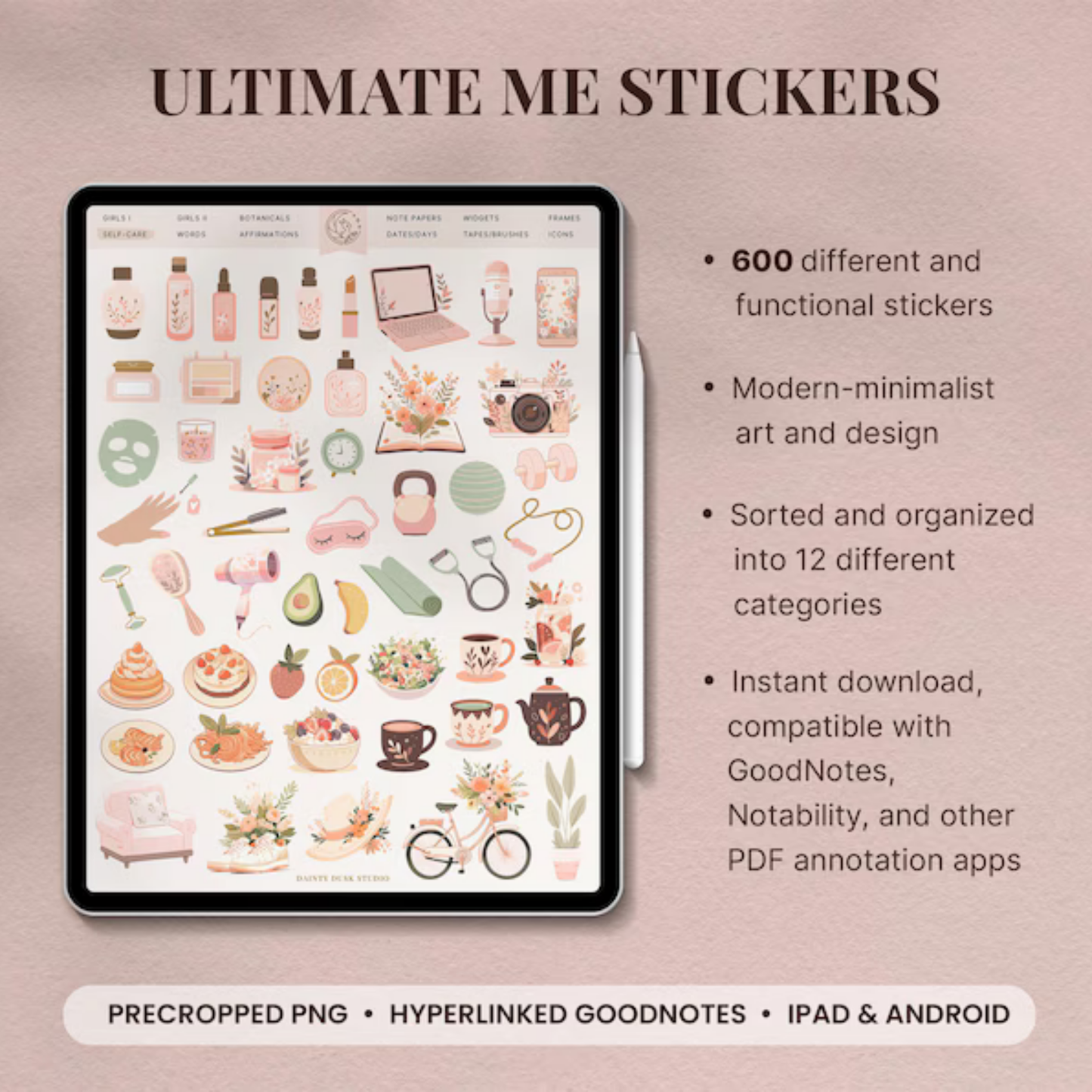 Ultimate Me Undated Digital Planner + Planner Sticker Bundle
